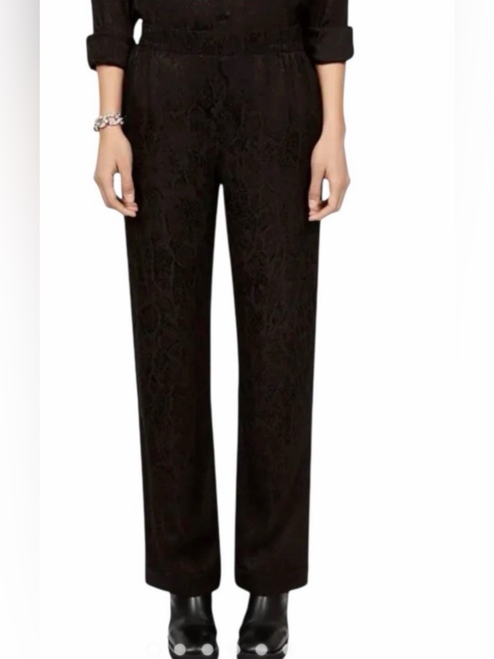 The Kooples Black Straight-Leg Jacquard SnakeSkin Pants
